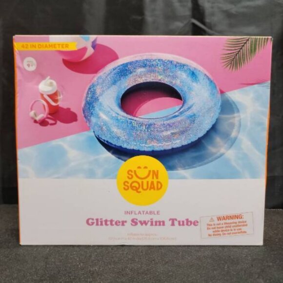 42" Ring Tube with Glitter - Sun Squad Light Blue: Inflatable Pool Toy - NIB - Picture 5 of 5